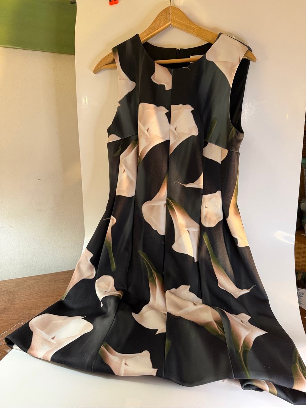 Calvin Klein Calla Lily Print Scuba Flare Dress